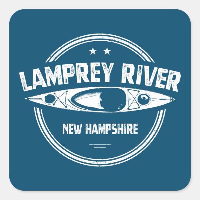 Adesivo Quadrado Lamprey River New Hampshire Kayaking (Frente)