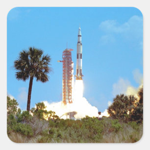 Adesivo Quadrado Lançamento do Foguete Saturn V da NASA Apollo 16