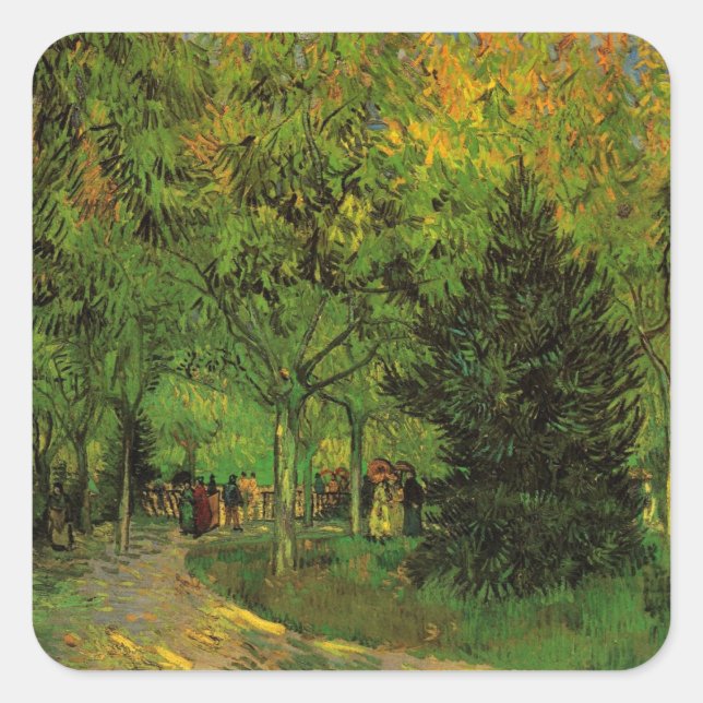 Adesivo Quadrado Lane in Public Garden, Arles, por Vincent van Gogh (Frente)