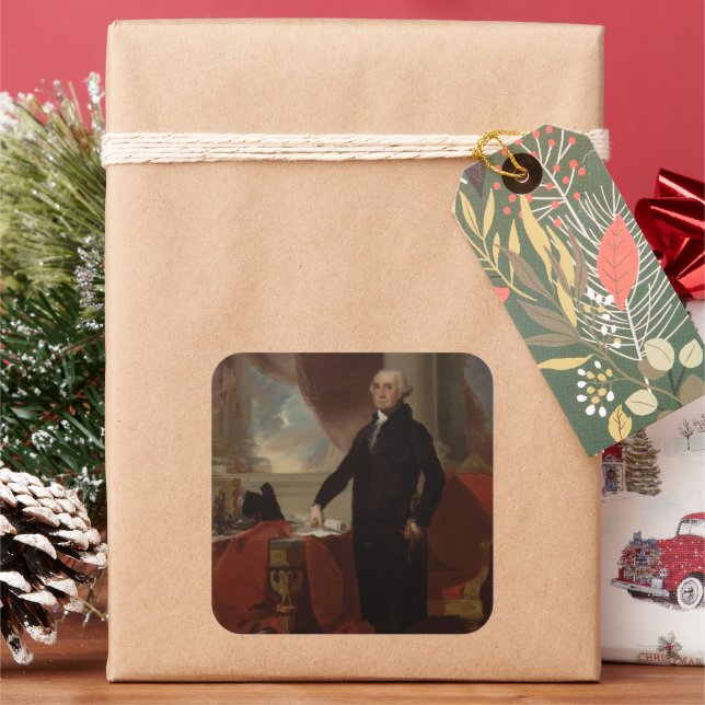 Adesivo Quadrado Lansdowne Portrait: Presidente dos EUA George Wash (Feriado)