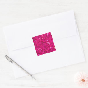 Adesivo Quadrado Lantejoulas Cor-de-Rosa Brilhantes