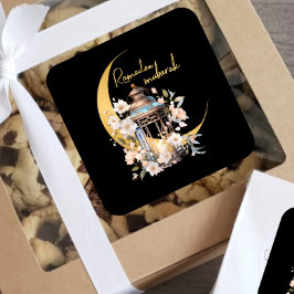 Adesivo Quadrado Lanterna Aquarela Ramadan Mubarak