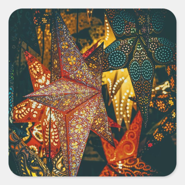 Adesivo Quadrado Lanternas Estrelas (Frente)