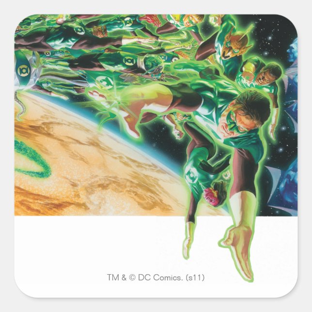 Adesivo Quadrado Lanternas Gren Voando no Espaço (Frente)