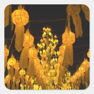Adesivo Quadrado Lanternas para o festival Loi Krathong.