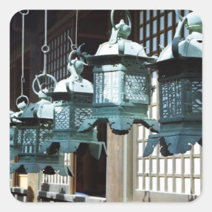 Adesivo Quadrado Lanterns Pendurados - Kasuga Taisha, Nara, Japão