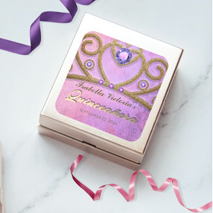 Adesivo Quadrado Lápida Dourada rosa, cor-de-rosa, com tigelas de T