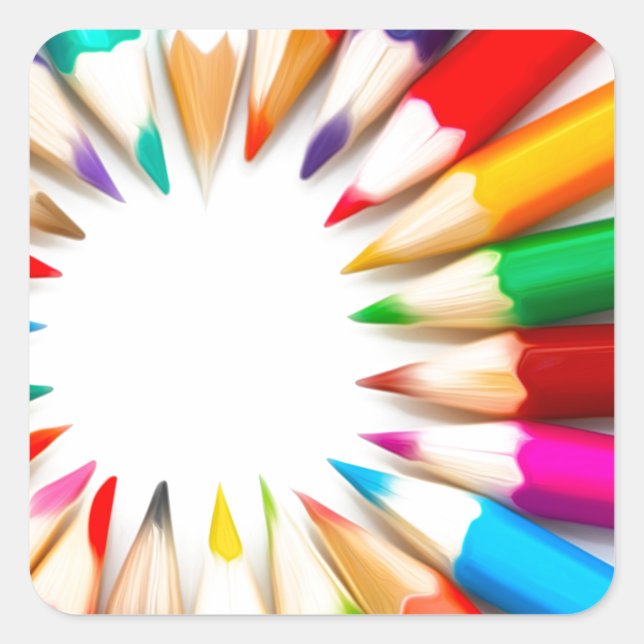 Adesivo Quadrado Lápis de cores (Frente)