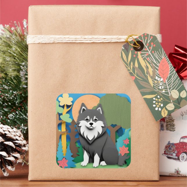 Adesivo Quadrado Lapphund finlandês (Feriado)