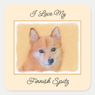 Adesivo Quadrado Lapphund Finlandês,Finlandês,Lapphund,Lapinkoira,S