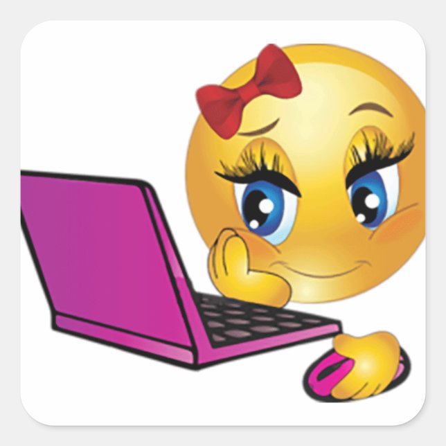 Adesivo Quadrado Laptop Emoji Girl (Frente)