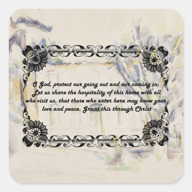 Adesivo Quadrado Lar Bênção Oração Religiosa cita palavras (Frente)