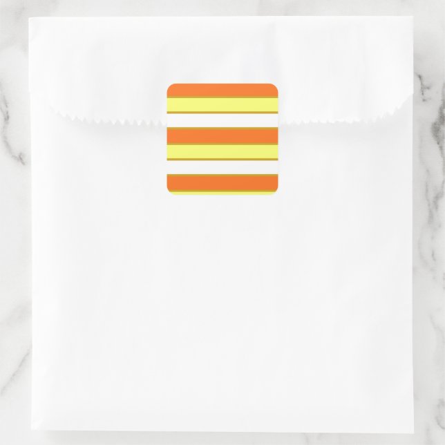 Adesivo Quadrado Laranja, Amarelo e White Stripes (Bolsa)