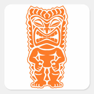 Adesivo Quadrado laranja do guerreiro do totem do tiki
