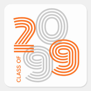 Adesivo Quadrado Laranja Retro Grande Números Classe de