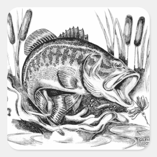 Adesivo Quadrado Largemouth bass (Frente)