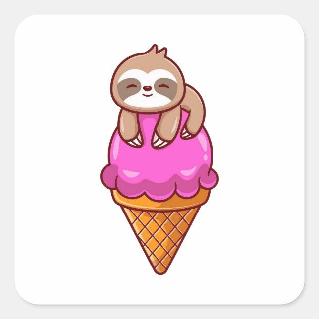 Adesivo Quadrado Largura Cuja Sorvete Cone (Frente)
