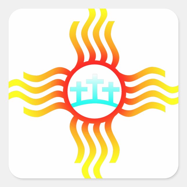 Adesivo Quadrado Las Cruces Novo México Zia com Três Cruzes (Frente)