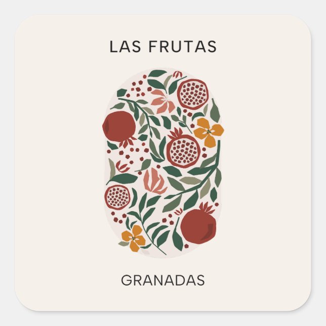 Adesivo Quadrado Las Frutas: Granadas - Mercado Pomegranato (Frente)