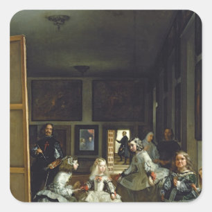 Adesivo Quadrado Las Meninas ou família de Philip IV, c.1656 2