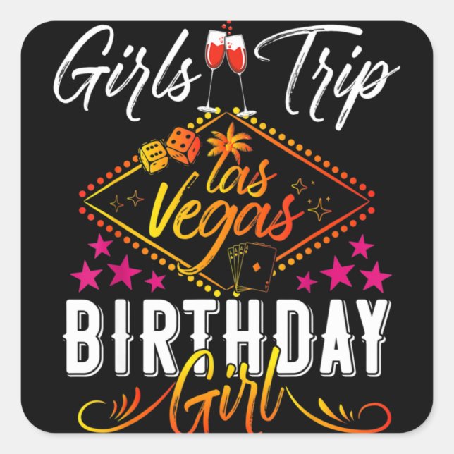 Adesivo Quadrado Las Vegas Girls Trip Vacation Bachelorette Birthda (Frente)