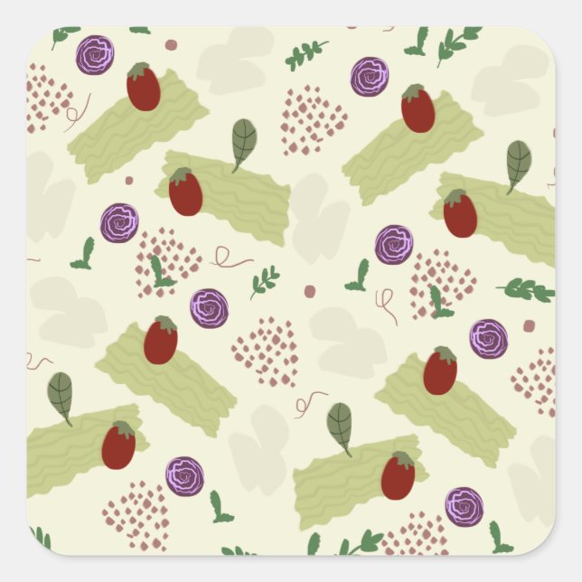 Adesivo Quadrado Lasagna Soup Pizza Restaurante Queijo Espaguete (Frente)