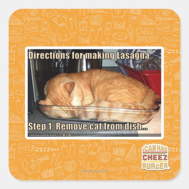 Adesivo Quadrado lasanha fazer (Frente)