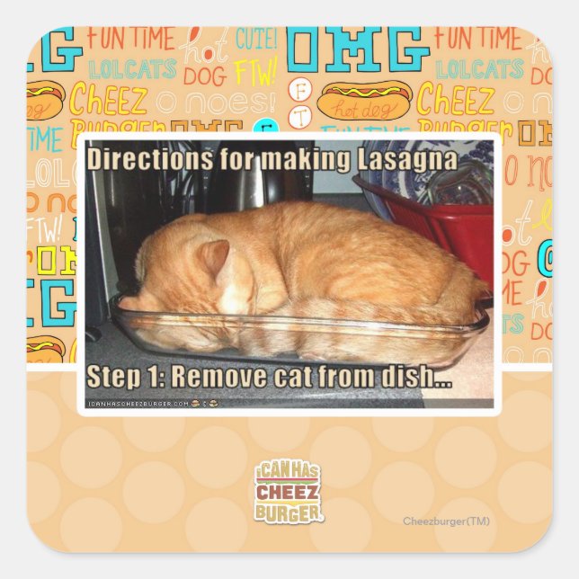 Adesivo Quadrado lasanha fazer (Frente)