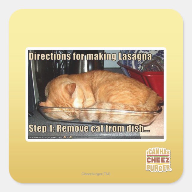 Adesivo Quadrado lasanha fazer (Frente)