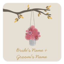 Lata Tina De Casamento outono De Flores Vermelhas