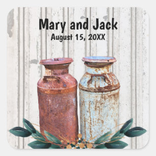 Adesivo Quadrado Latas de Leite Floral Vintage Antiquado Russo