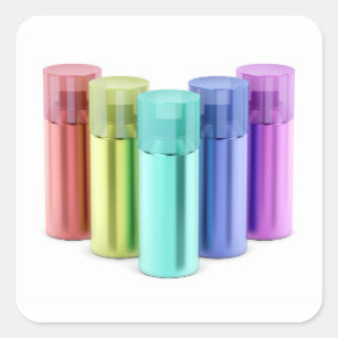 Adesivo Quadrado Latas de pulverizador coloridos do aerossol