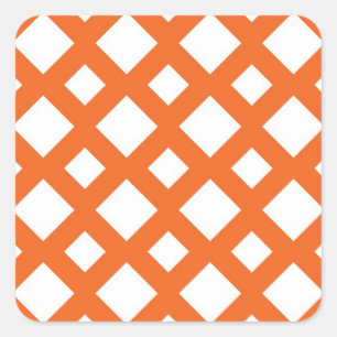 Adesivo Quadrado Latice Laranja em Branco