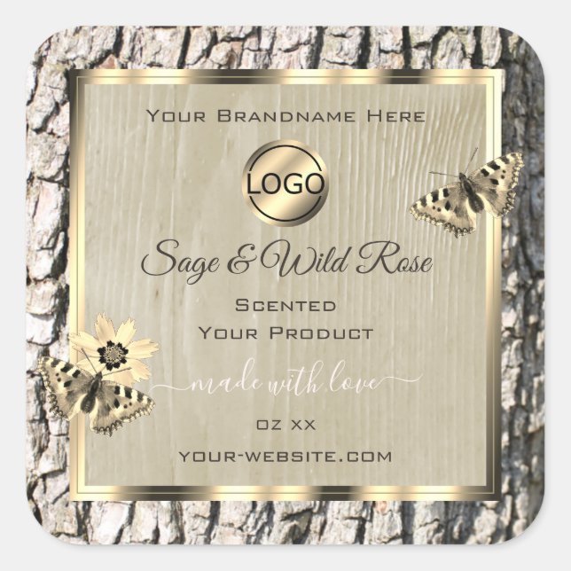 Adesivo Quadrado Latido bege, Dourado quadro Quadro Rótulos do prod (Frente)