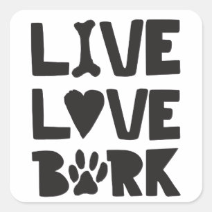Adesivo Quadrado Latido Live Love Latido Feliz Cães Latidos Cotaç