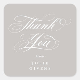 Adesivo Quadrado Latte Elegante Rótulo de Graduação Obrigado