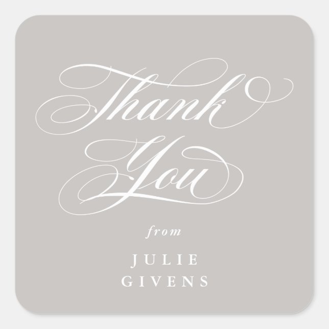 Adesivo Quadrado Latte Elegante Rótulo de Graduação Obrigado (Frente)