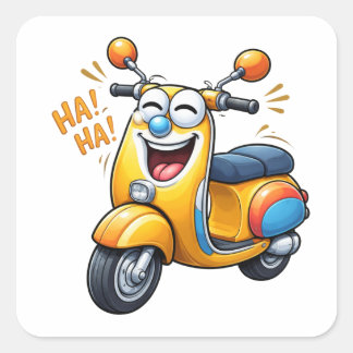 Adesivo Quadrado Laughing Cartoon Scooter Character Sticker