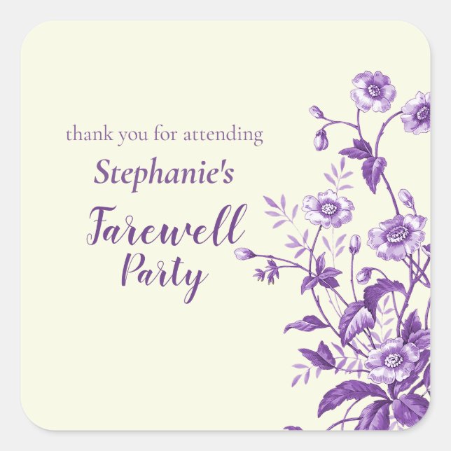 Adesivo Quadrado Lavanda de despedida de mulheres (Frente)