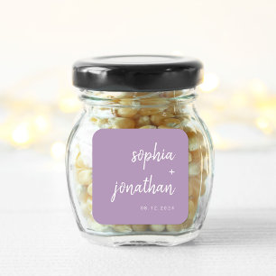 Adesivo Quadrado Lavanda de Script Minimalista Moderna   Casamento
