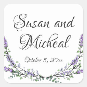 Adesivo Quadrado Lavanda elegante Eucalyptus botânico