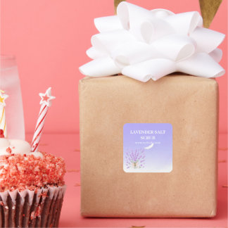 Adesivo Quadrado Lavanda Floral Roxa Elegante de Verão 