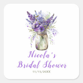 Adesivo Quadrado Lavanda No Fralde Bridal Shower 