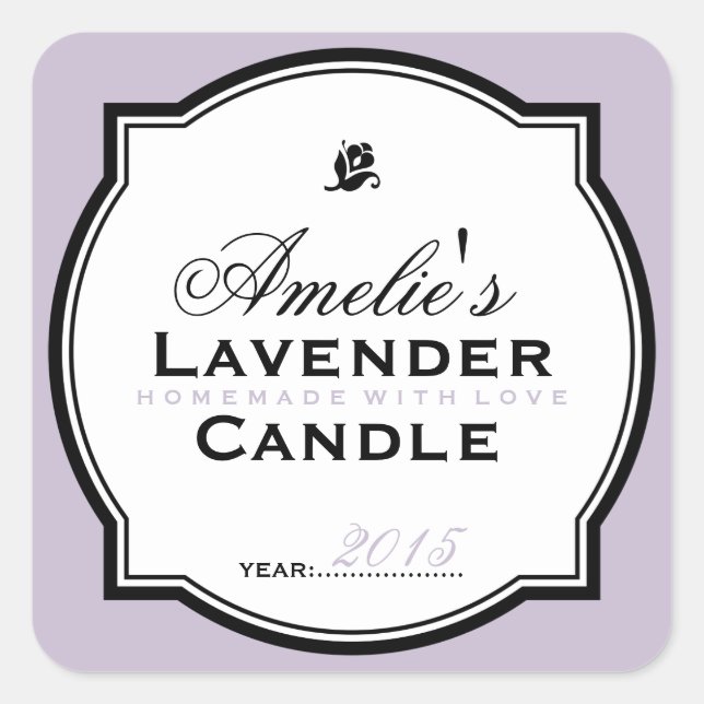 ADESIVO QUADRADO LAVANDA | PEDAÇO PERSONALIZADO DE SOAP E CANDELA (Frente)
