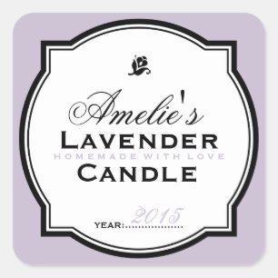 ADESIVO QUADRADO LAVANDA PEDAÇO PERSONALIZADO DE SOAP E CANDELA