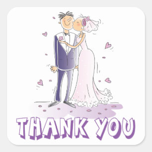 Adesivo Quadrado Lavanda Roxa Obrigado Casamento De Noiva