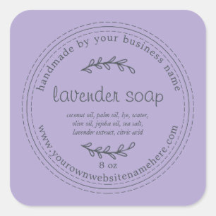 Adesivo Quadrado Lavanda Roxo De Sabão Com Fio De Mão