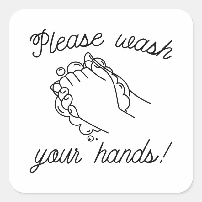 Adesivo Quadrado Lave Suas Mãos (Frente)