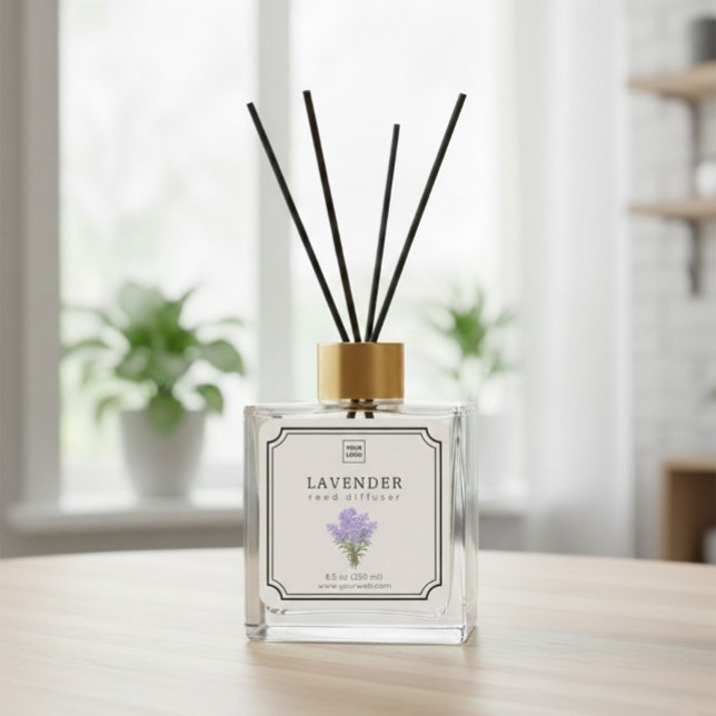 Adesivo Quadrado Lavender Reed Diffuser Label (Criador carregado)