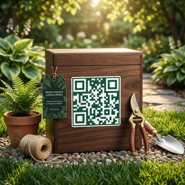 Adesivo Quadrado Lawn Care & Landscaping Business, QR Code  (Lawn Care & Landscaping Business, QR Code Square Sticker)